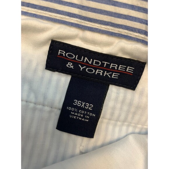 Roundtree & Yorke Pants Mens 36x32 Seersucker Flat Front Straight Leg Preppy - Picture 6 of 7